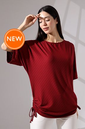 بلوز زرشکی زنانه ساده Şiir - کد 815676656