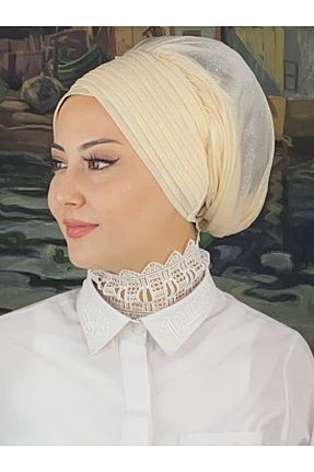 روسری بژ شیفون BUTİKAMBAR - کد 870509383