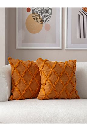 کوسن و روکش کوسن نارنجی کتان BUGİ HOME COLLECTİON - کد 871027620