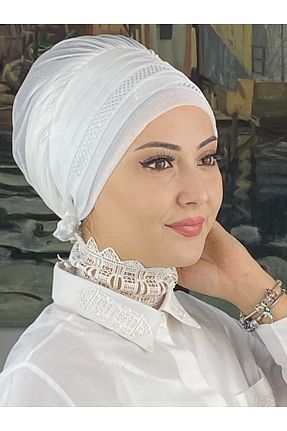 روسری سفید شیفون BUTİKAMBAR - کد 870502861