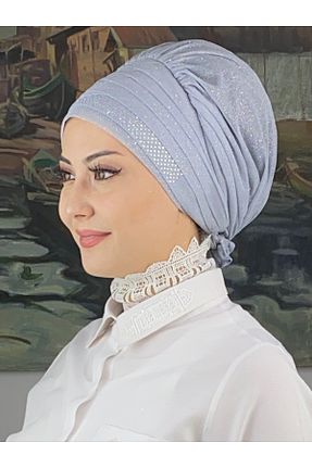روسری طوسی شیفون BUTİKAMBAR - کد 870772923