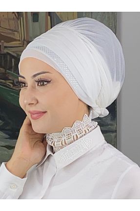 روسری سفید شیفون BUTİKAMBAR - کد 870502861