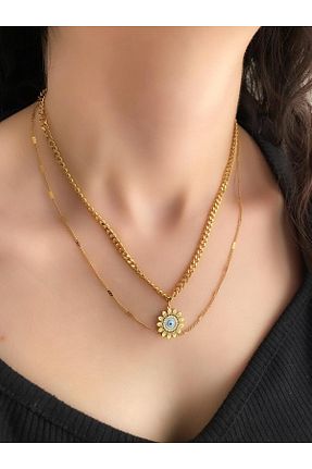 گردنبند استیل ( فولاد ) طلائی زنانه استیل (فولاد) DEMOKAN - کد 870513272