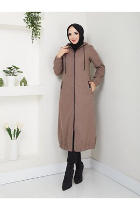 پالتو پشمی حجاب قهوه ای زنانه رگولار Doque - کد 870525069