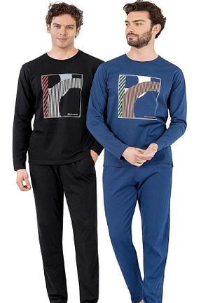 ست لباس راحتی سرمه ای مردانه چاپی Pierre Cardin - کد 871066392