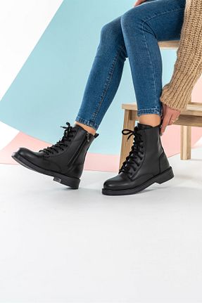 بوت / نیم بوت مشکی زنانه چرم مصنوعی ESPADRİN - کد 870531191