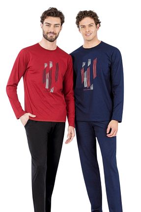 ست لباس راحتی سرمه ای مردانه چاپی Pierre Cardin - کد 870518495