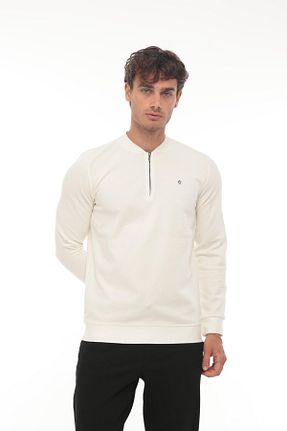 سوئیشرت سفید مردانه ساده Miron - کد 767788167