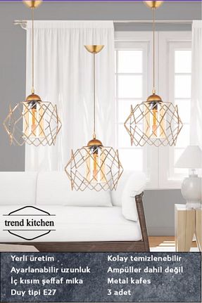لوستر طلائی فلزی Trend Kitchen - کد 366956237