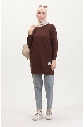 تونیک حجاب قهوه ای زنانه پلی استر sefamerve - کد 870551765