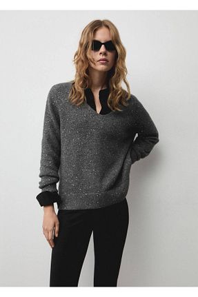 پلیور مشکی زنانه ساده MANGO - کد 870772323