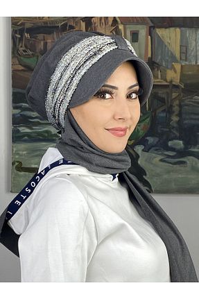 روسری طوسی پنبه پلی استر BUTİKAMBAR - کد 870650341