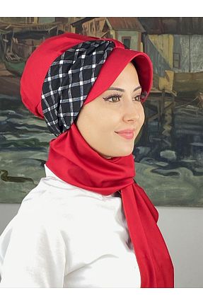 روسری قرمز پنبه پلی استر BUTİKAMBAR - کد 870647435