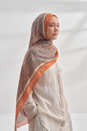 شال نارنجی زنانه ابریشم ARMANDA - کد 870649441