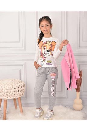 ست بالاتنه و پائین تنه صورتی بچه گانه بافتنی PİJAKİDS - کد 795971252
