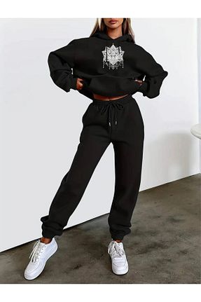 ست گرمکن مشکی زنانه پنبه پلی استر DAXİS Sportwear Company - کد 870717015