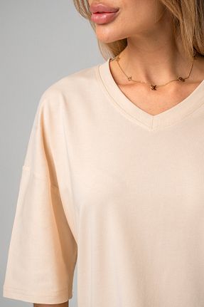 تیشرت بژ زنانه اورسایز Happyfox - کد 863928317