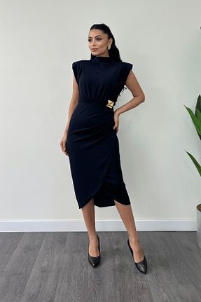 لباس سرمه ای زنانه بافتنی giyimmasalı - کد 870755826