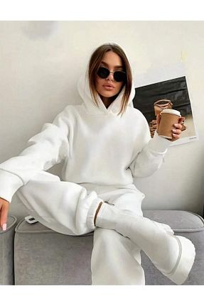 ست بالاتنه و پائین تنه سفید زنانه بافتنی FAVORİST - کد 870753980