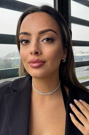 گردنبند جواهر طوسی زنانه زیرکن Takıştır - کد 870833814