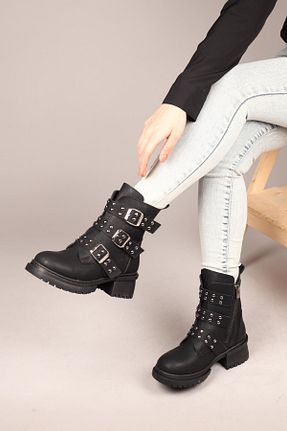 بوت / نیم بوت مشکی زنانه پاشنه تخت Birikon - کد 870834935
