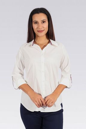 بلوز سفید زنانه ساده TOLGA SARAÇOĞLU - کد 870835122