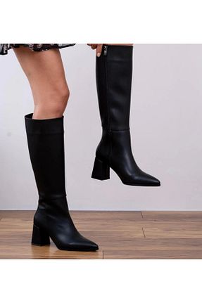 چکمه مشکی زنانه چرم مصنوعی Bektay Shoes - کد 870853486