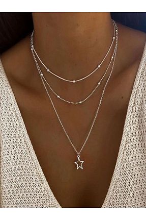 گردنبند جواهر متالیک زنانه روکش نقره oldskoolbutik - کد 870860854