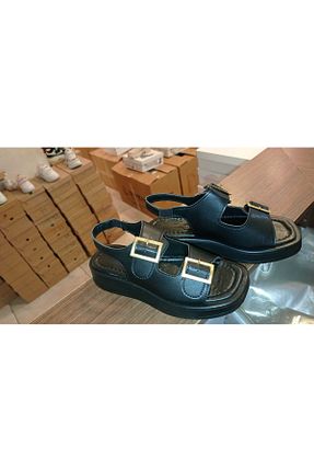 صندل مشکی زنانه پاشنه ضخیم GNY AYAKKABI - کد 863380466