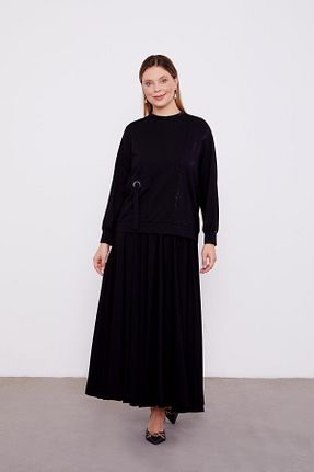 ست بالاتنه و پائین تنه مشکی زنانه بافتنی Levidor - کد 870877478
