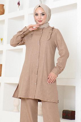 ست بالاتنه و پائین تنه حجاب قهوه ای زنانه رگولار ModaMihram - کد 841968019