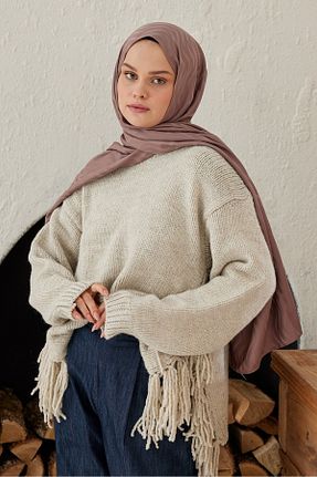 شال قهوه ای زنانه ابریشم Modakaşmir - کد 871231504