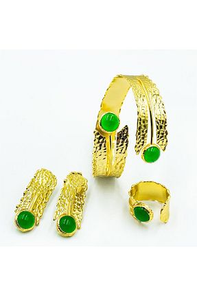 ست جواهر سبز زنانه روکش طلا Ma Atölye - کد 769979190
