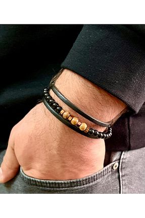 دستبند جواهر مشکی مردانه منجق Bay hediye - کد 870945022