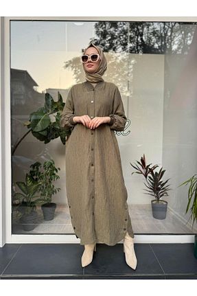 کلاه و ابایا خاکی زنانه پنبه ای Invee - کد 872396842