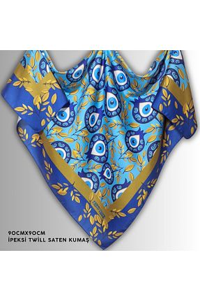 روسری آبی ساتن POZİTİF MRK - کد 870956210