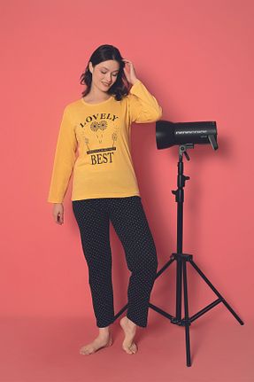 ست لباس راحتی زرد زنانه طرح دار Sude HOMEWEAR - کد 871007356