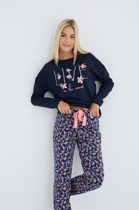 ست لباس راحتی رنگی زنانه گلدار İPEKTENİM - کد 871033173