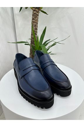 کفش کژوال سرمه ای مردانه چرم خالص Klay Shoes - کد 871035652