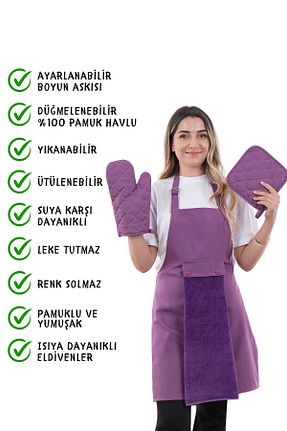 دستکش و پیشبندآشپزخانه بنفش sevilya - کد 845429366
