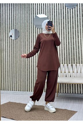 ست گرمکن حجاب قهوه ای زنانه Relaxed Moda Krash - کد 871065537