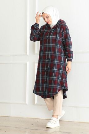 پیراهن حجاب زرشکی زنانه Relaxed Nevayla Moda - کد 871072836