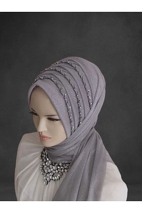 روسری طوسی 90 x 90 NurAy - کد 866754884