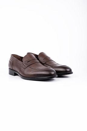 کفش کلاسیک قهوه ای مردانه چرم خالص İmza - کد 871136798