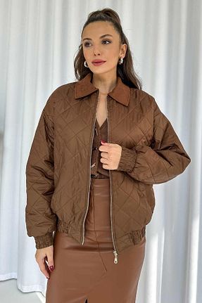 کاپشن قهوه ای زنانه A-Form فیت Mine Tan Butik - کد 871139101