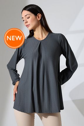 بلوز حجاب طوسی زنانه رگولار Şiir - کد 841822669