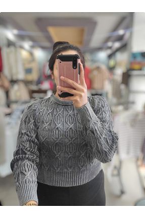 پلیور طوسی زنانه کراپ Sublime Butik - کد 871152947