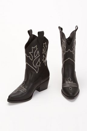 بوت / نیم بوت مشکی زنانه چرم مصنوعی DUXAL SHOES - کد 871155004