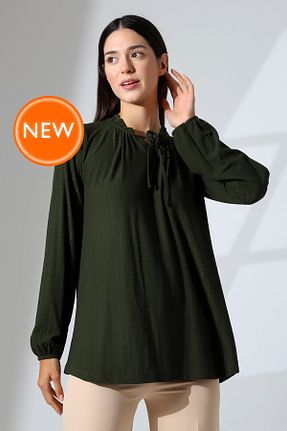 بلوز حجاب خاکی زنانه رگولار Şiir - کد 840436614