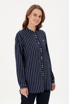 پیراهن سرمه ای زنانه یقه دکمه دار U.S. Polo Assn. - کد 871202180